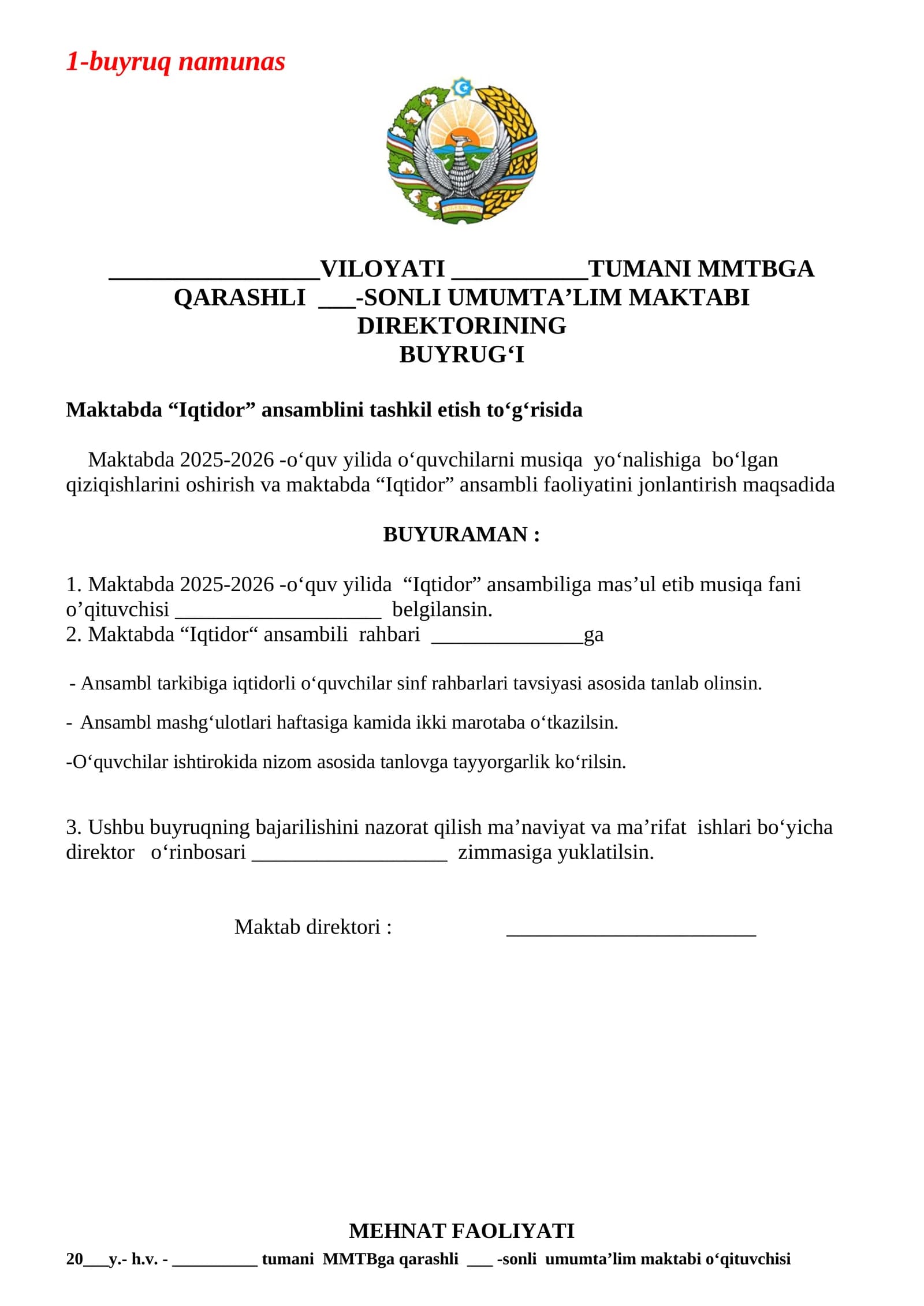 Buyruq namunas