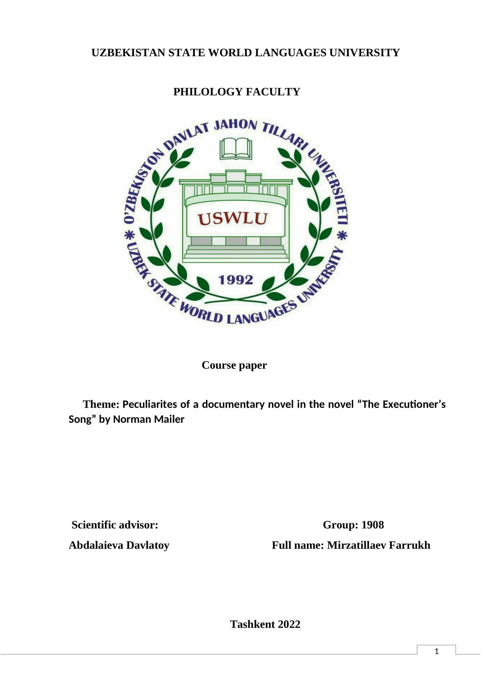 KURS (ishi) LOYIHASI