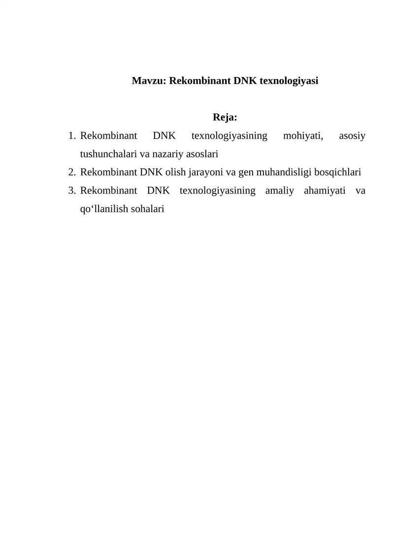 Rekombinant DNK texnologiyasi