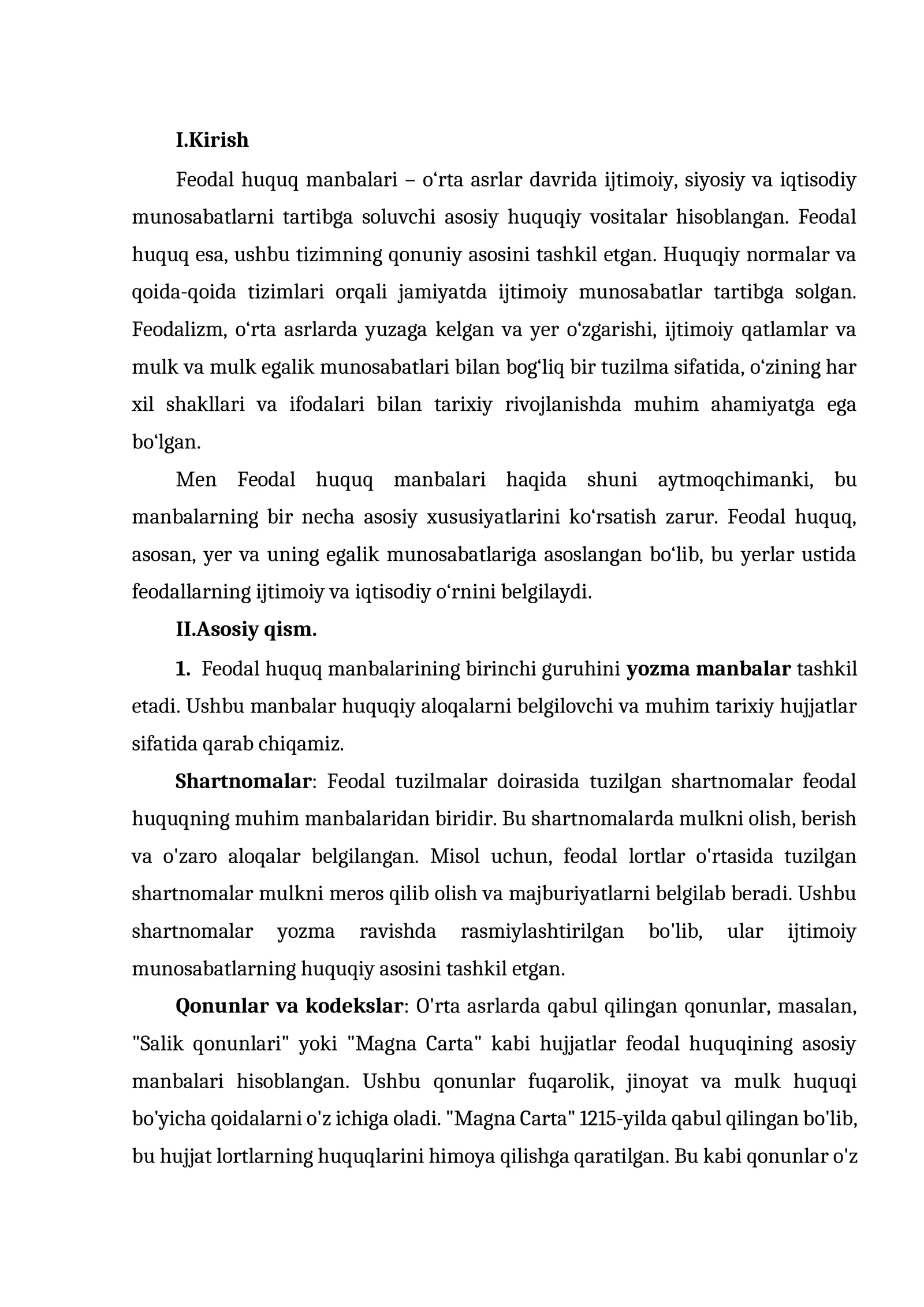 Feodal huquq manbalari