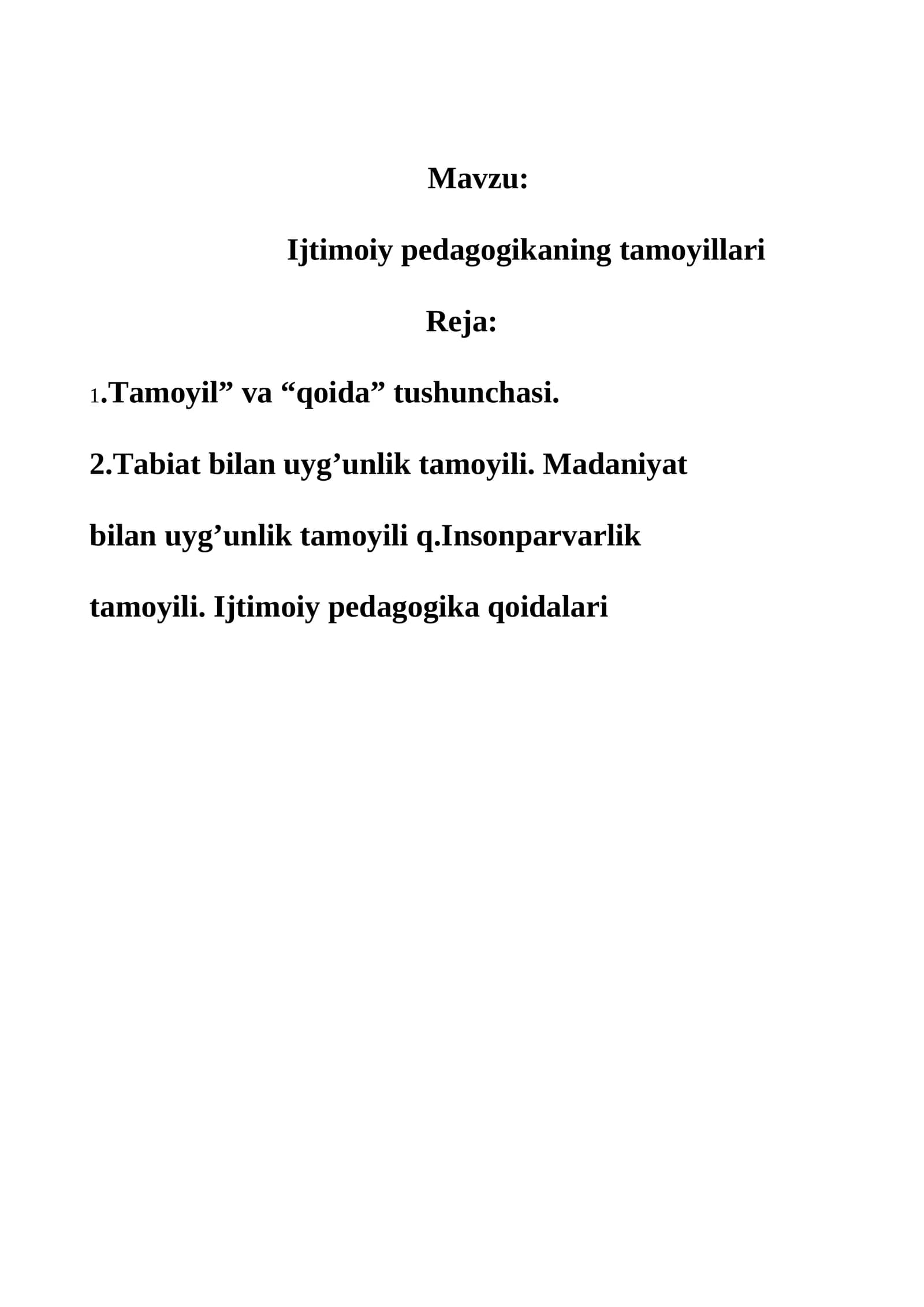 Ijtimoiy pedagogikaning tamoyillari