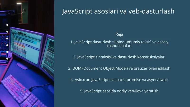 JavaScript asoslari va veb-dasturlash