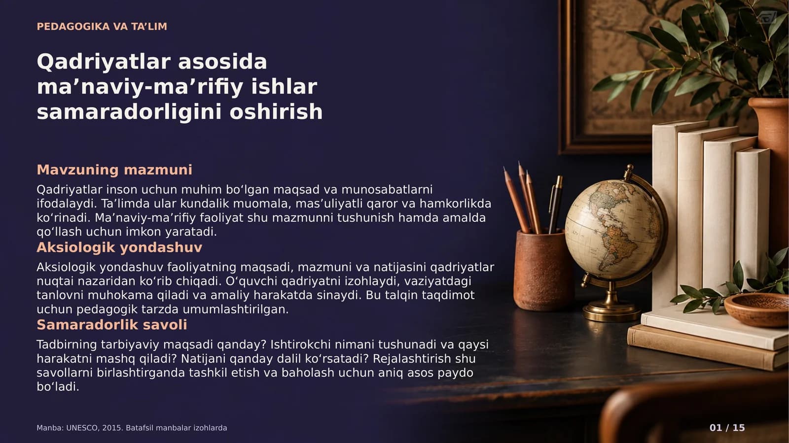 Qadriyatlar asosida ma’naviy-ma’rifiy ishlar samaradorligini oshirish