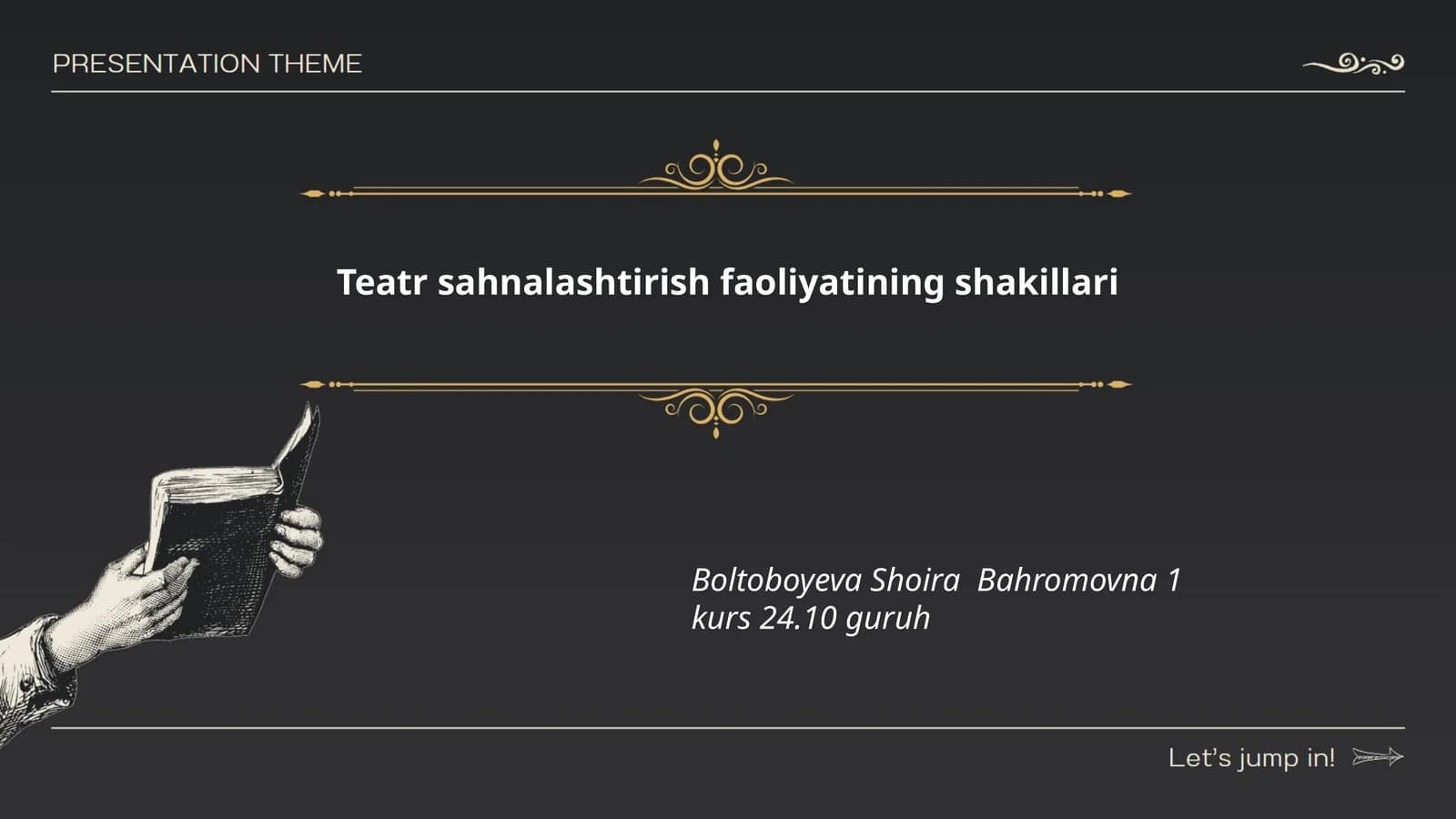Teatr sahnalashtirish faoliyatining shakillari