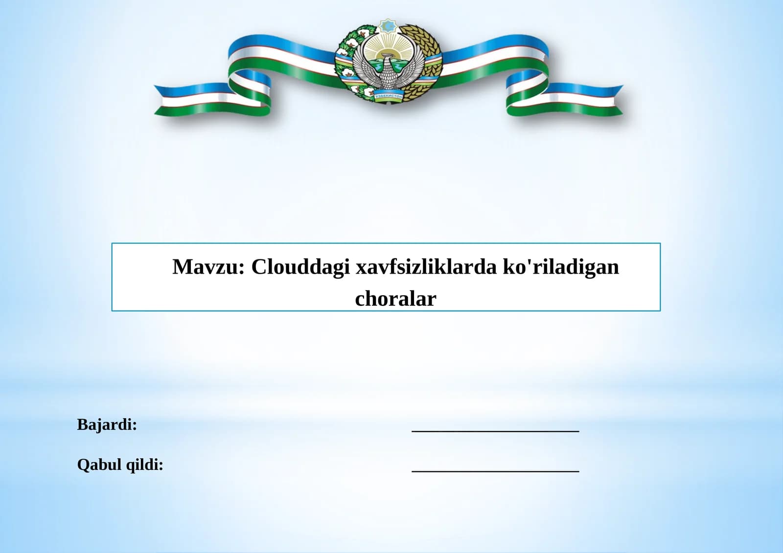 Clouddagixavfsizliklardako'riladiganchoralar