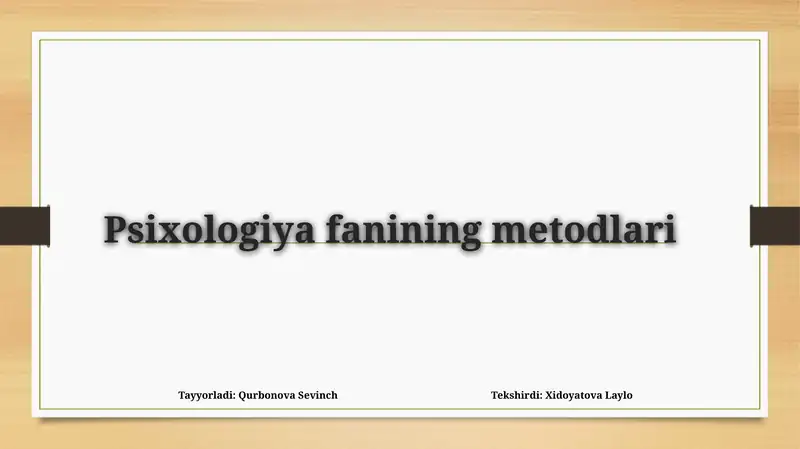 Psixologiya fanining metodlari