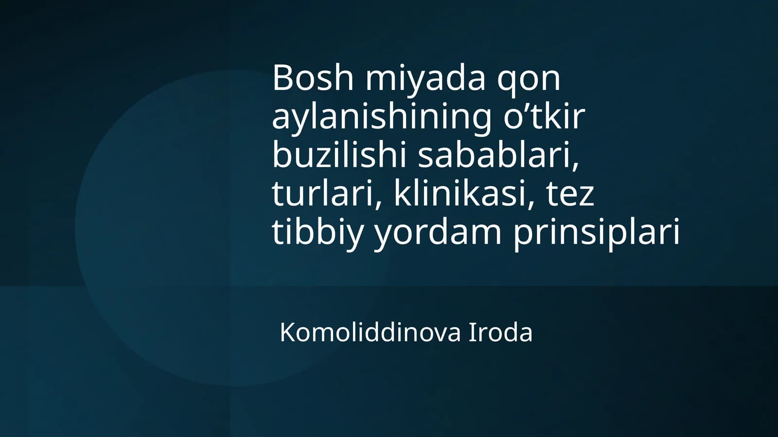 Bosh miyada qon aylanishining o'tkir buzilishi