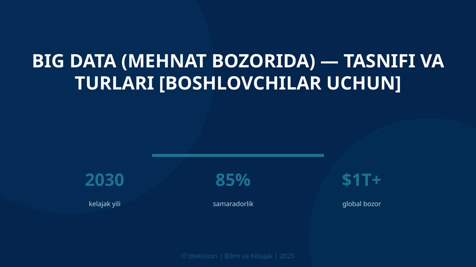 BIG DATA (MEHNAT BOZORIDA) — TASNIFI VA TURLARI [BOSHLOVCHILAR UCHUN]