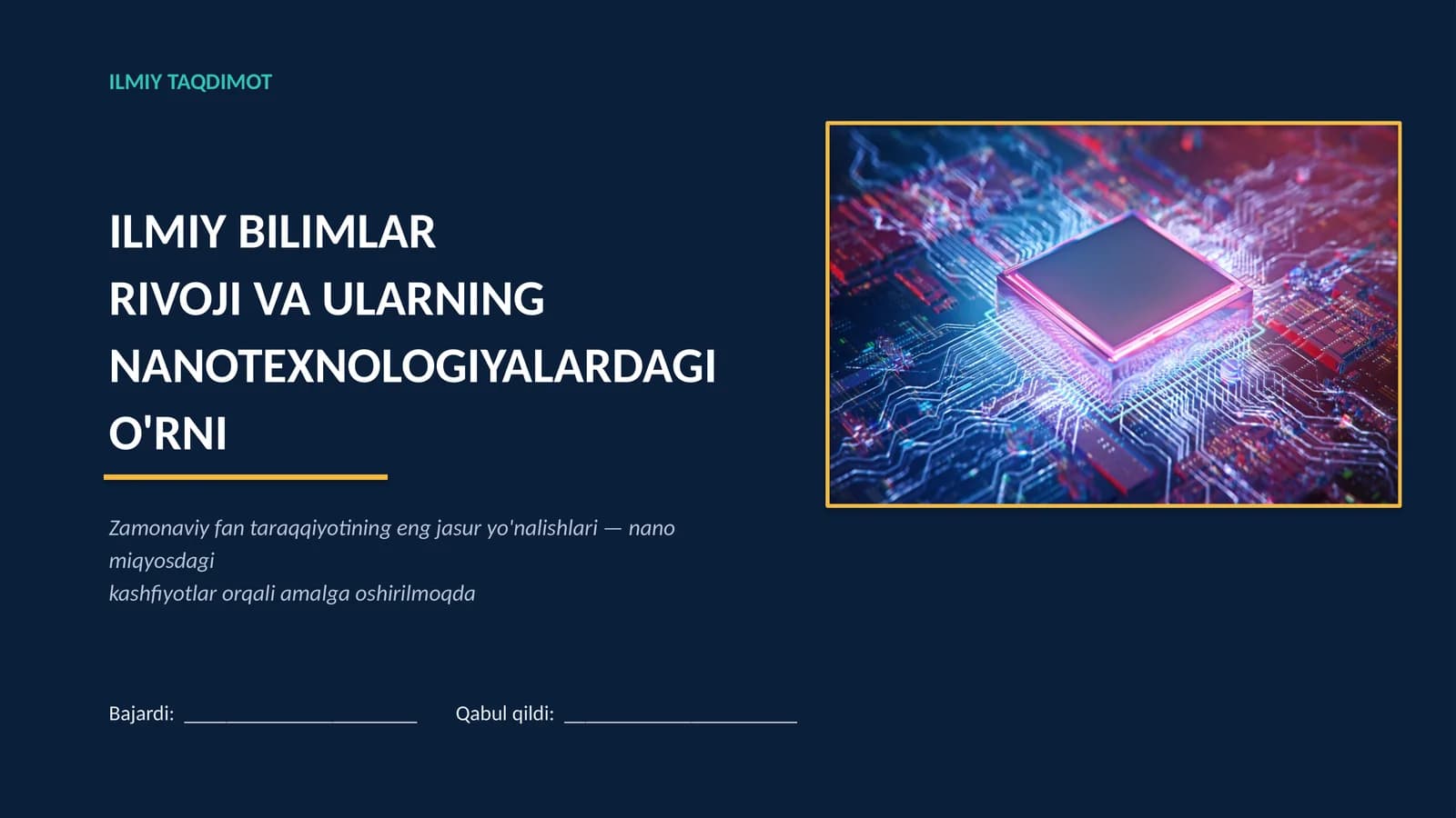 Nanotexnologiyalardagi O'rni