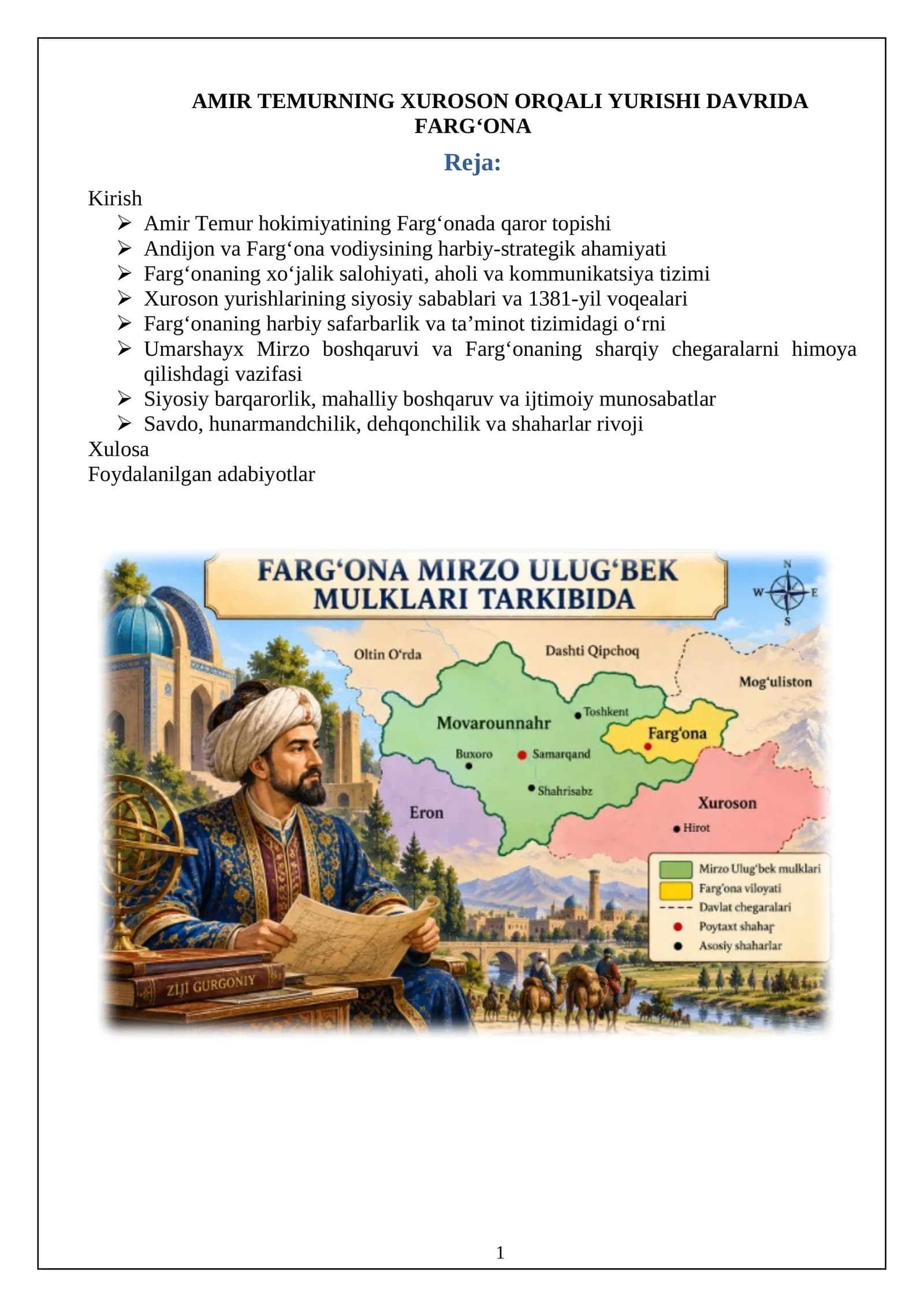 Amir Temurning Xuroson Orqali Yurishi Davrida Farg‘ona