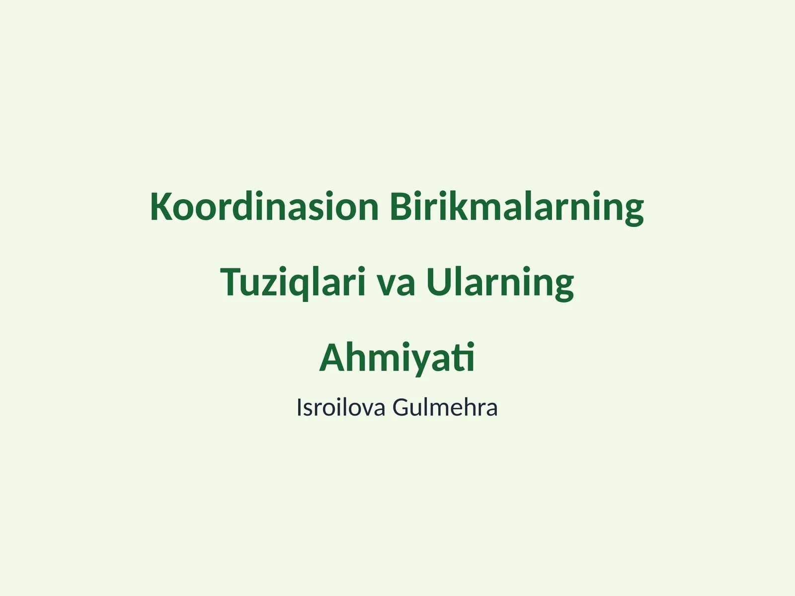 Koordinasion Birikmalarning Tuziqlari va Ularning Ahmiyati