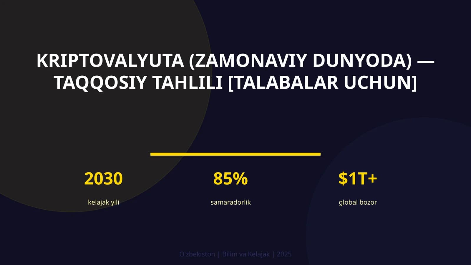 Kriptovalyuta (zamonaviy dunyoda) — taqqosiy tahlili [talabalar uchun]