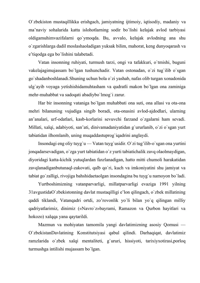 vatanparvarlik bo'sa kk.