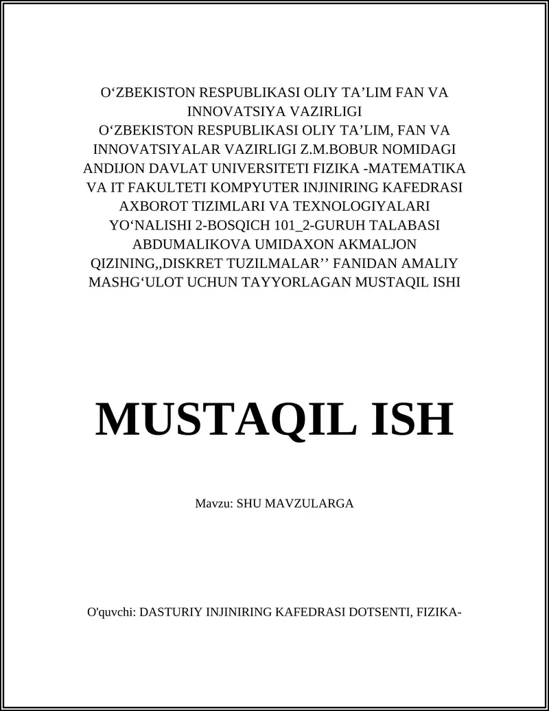 DISKRET TUZILMALAR