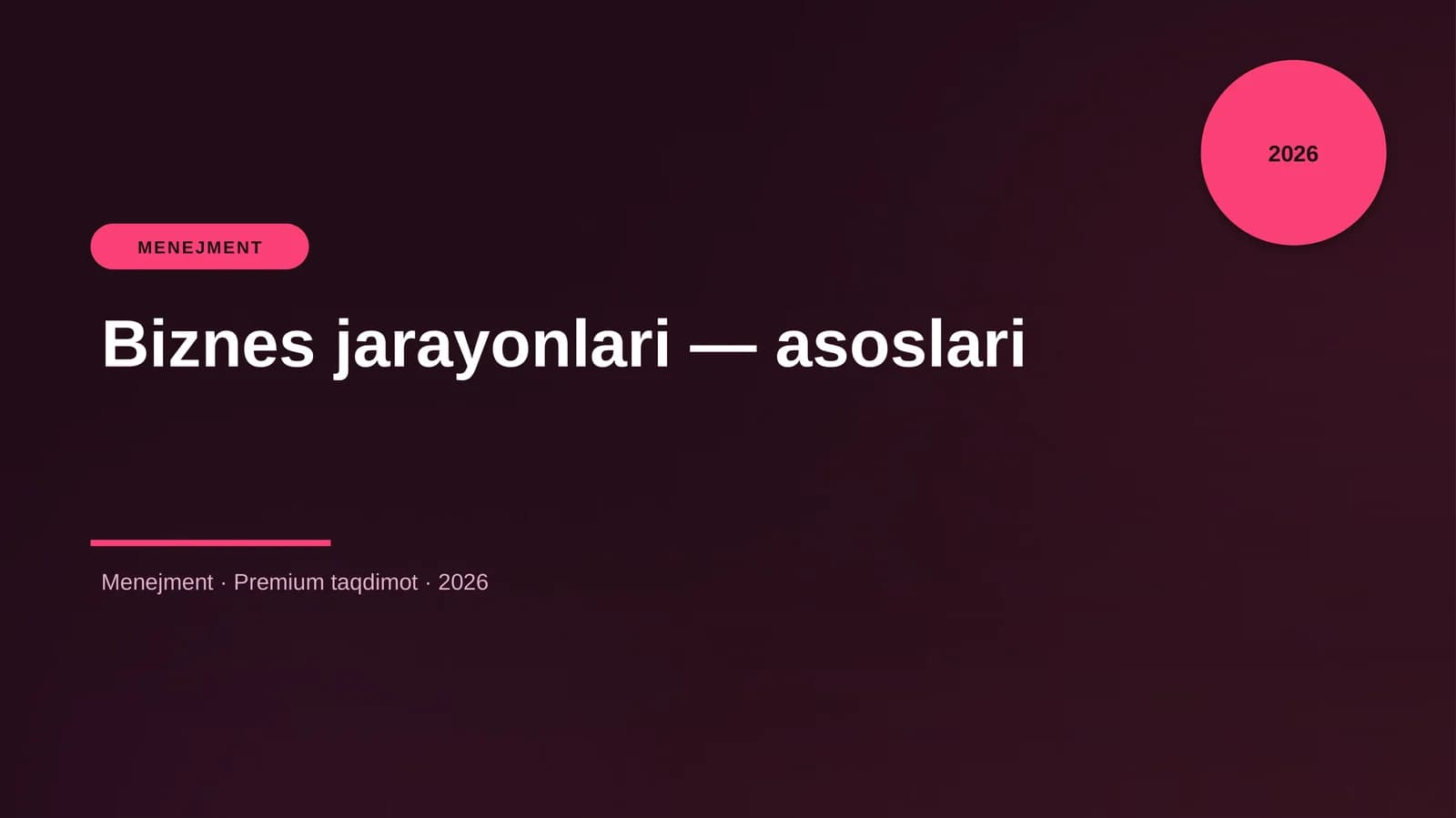 Biznes jarayonlari — asoslari