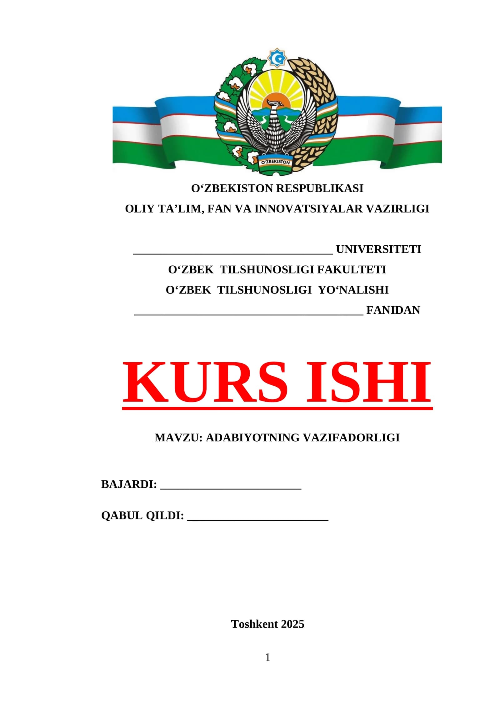 ADABIYOTNING VAZIFADORLIGI