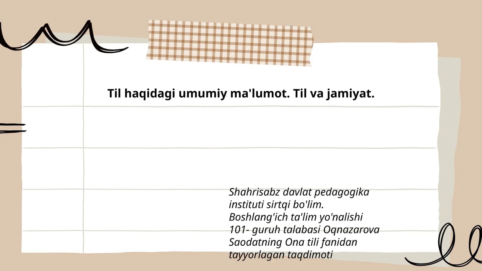 Oqnazarova Saodatning Ona tili fanidan tayyorlagan taqdimoti