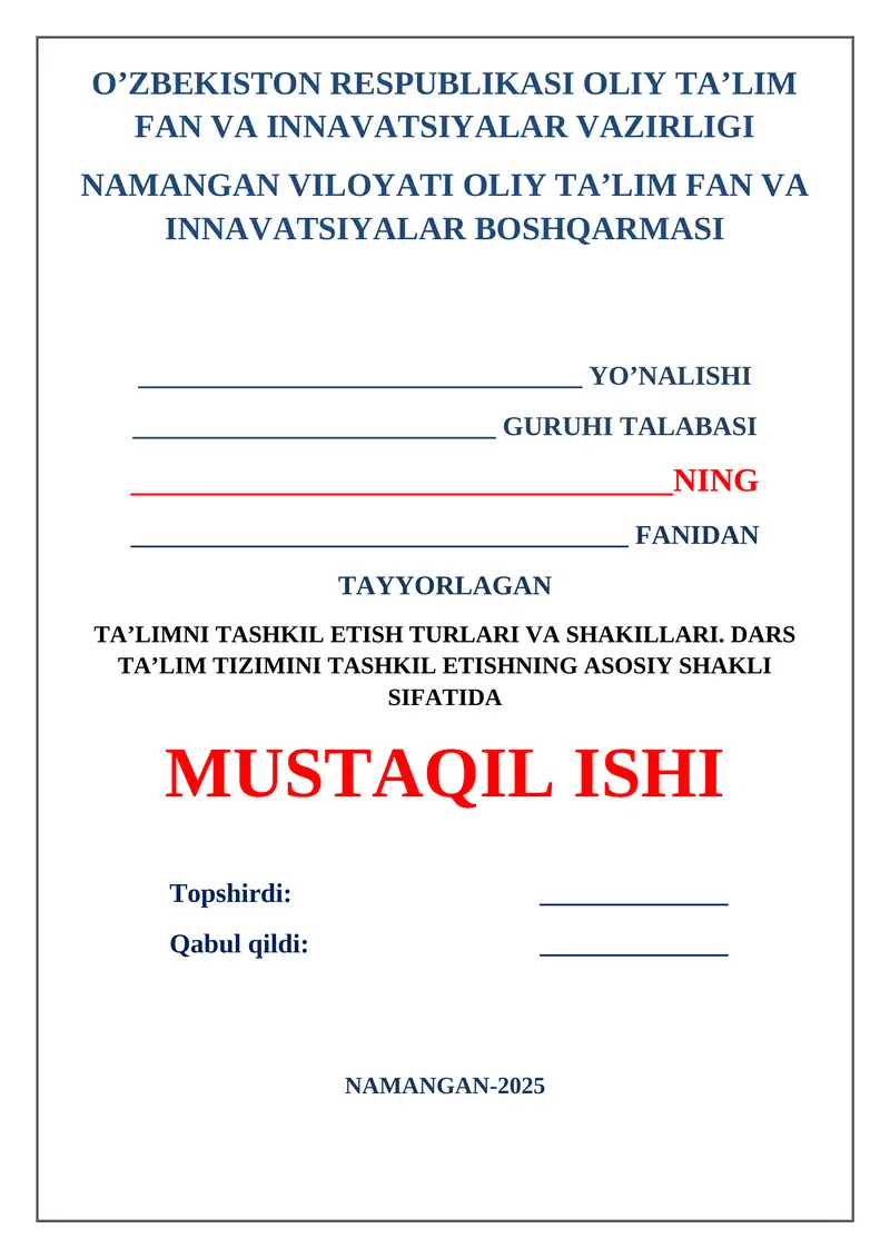 Ta’limni tashkil etish