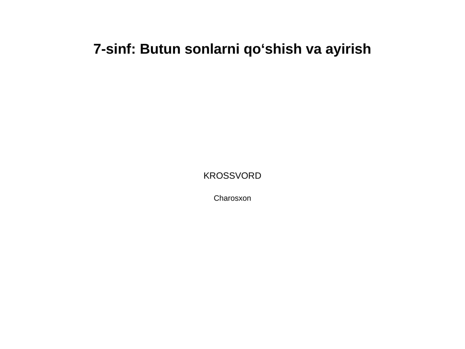 7-sinf matematika butun sonlarni qoʻshish va ayirish