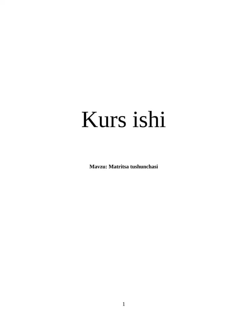 Matritsa tushunchasi