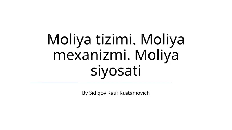 Moliya tizimi