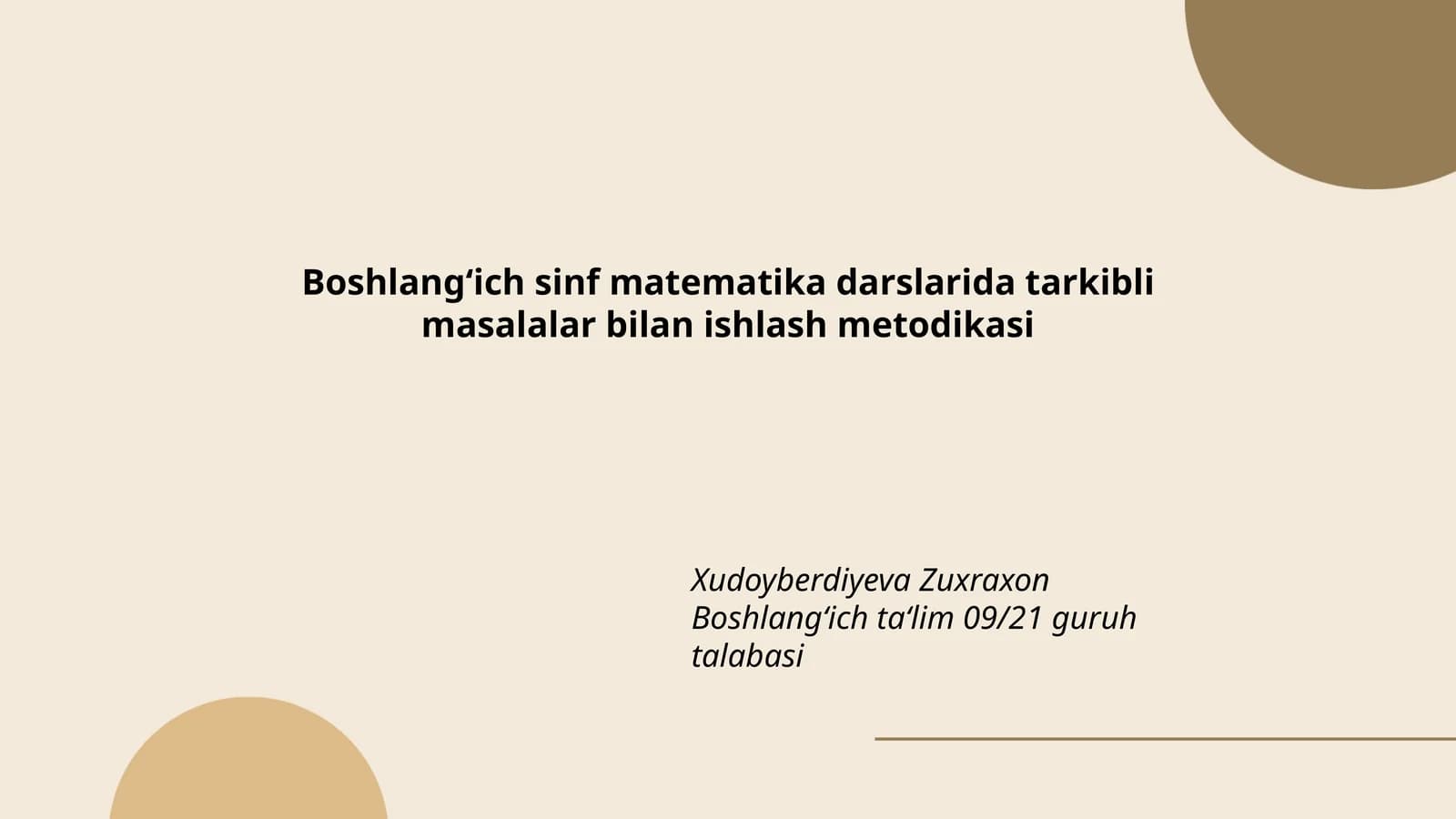Boshlang‘ich sinf matematika darslarida tarkibli masalalar bilan ishlash metodikasi