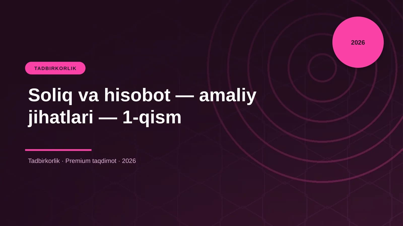 Soliq va hisobot — amaliy jihatlari — 1-qism