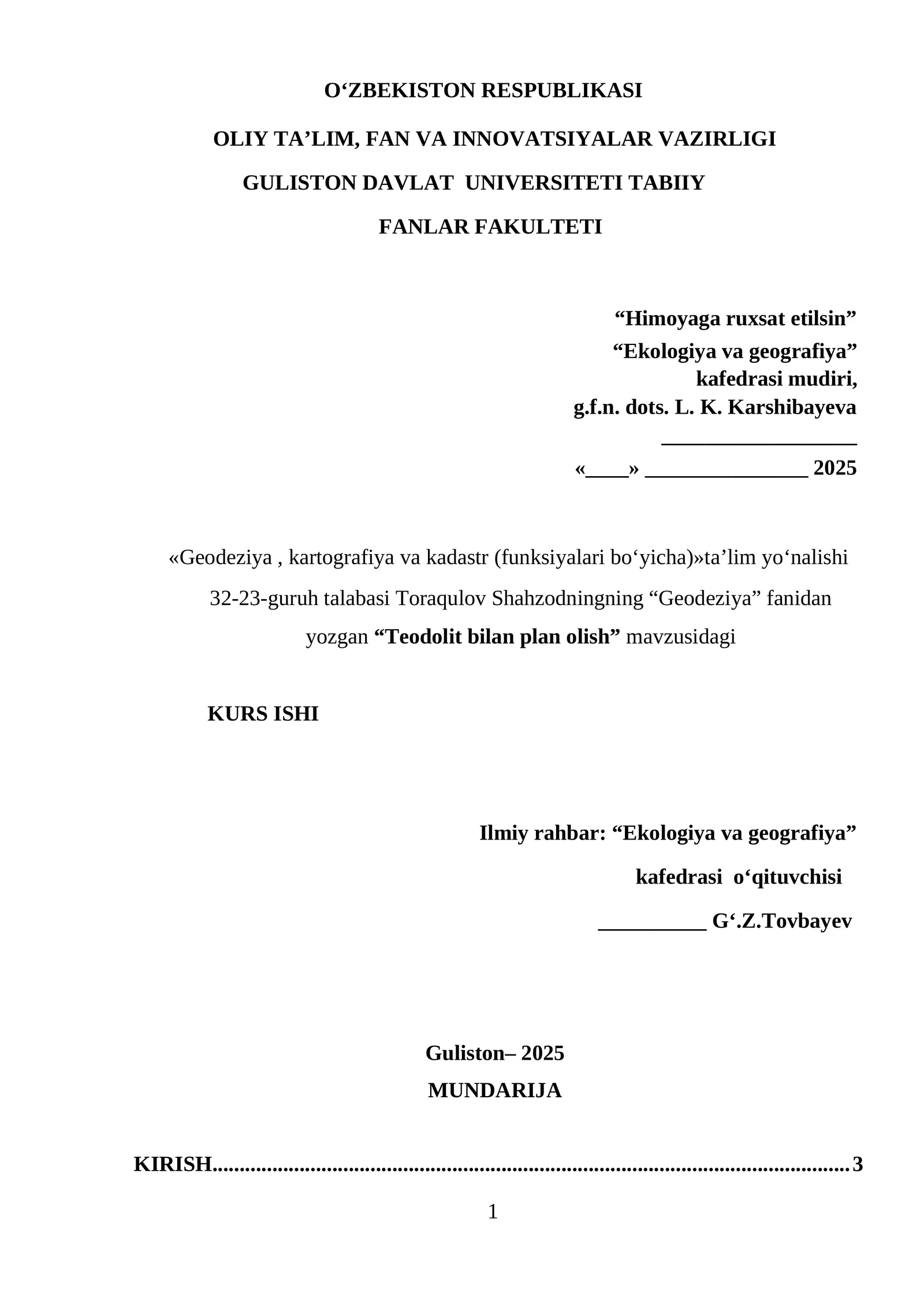 Teodolit bilan plan olish