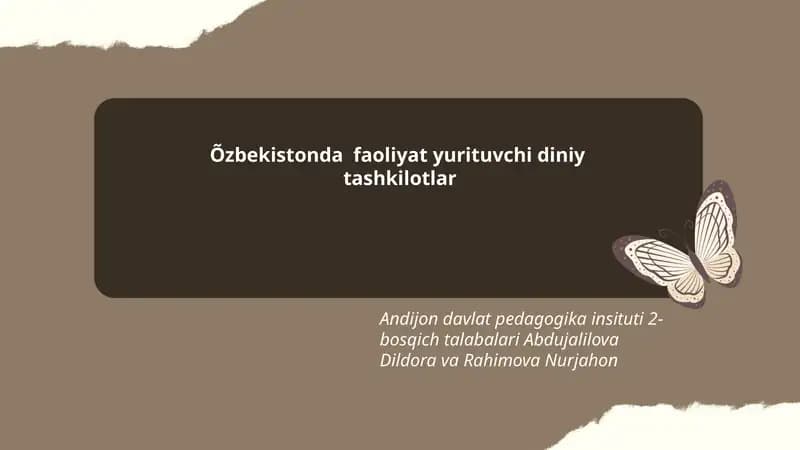 Õzbekistonda faoliyat yurituvchi diniy tashkilotlarning tarixi