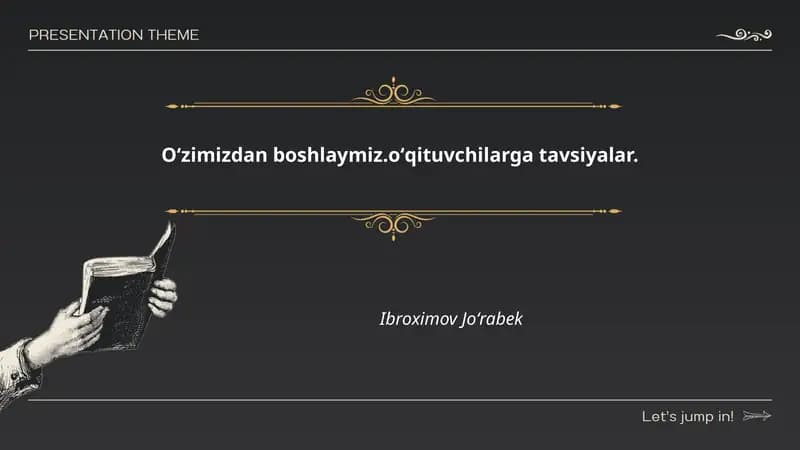 Oʻzimizdan boshlaymiz.oʻqituvchilarga tavsiyalar