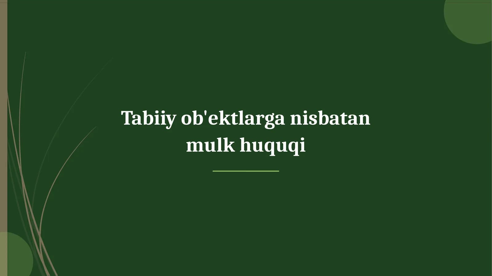 Tabiiy ob'ektlarga nisbatan mulk huquqi