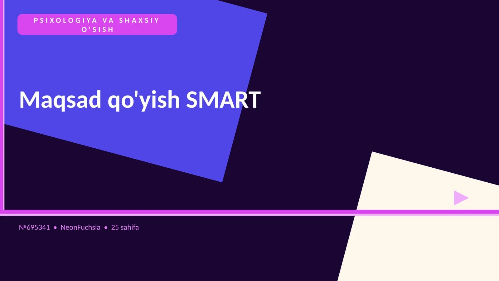 PSIXOLOGIYA VA SHAXSIY O'SISH