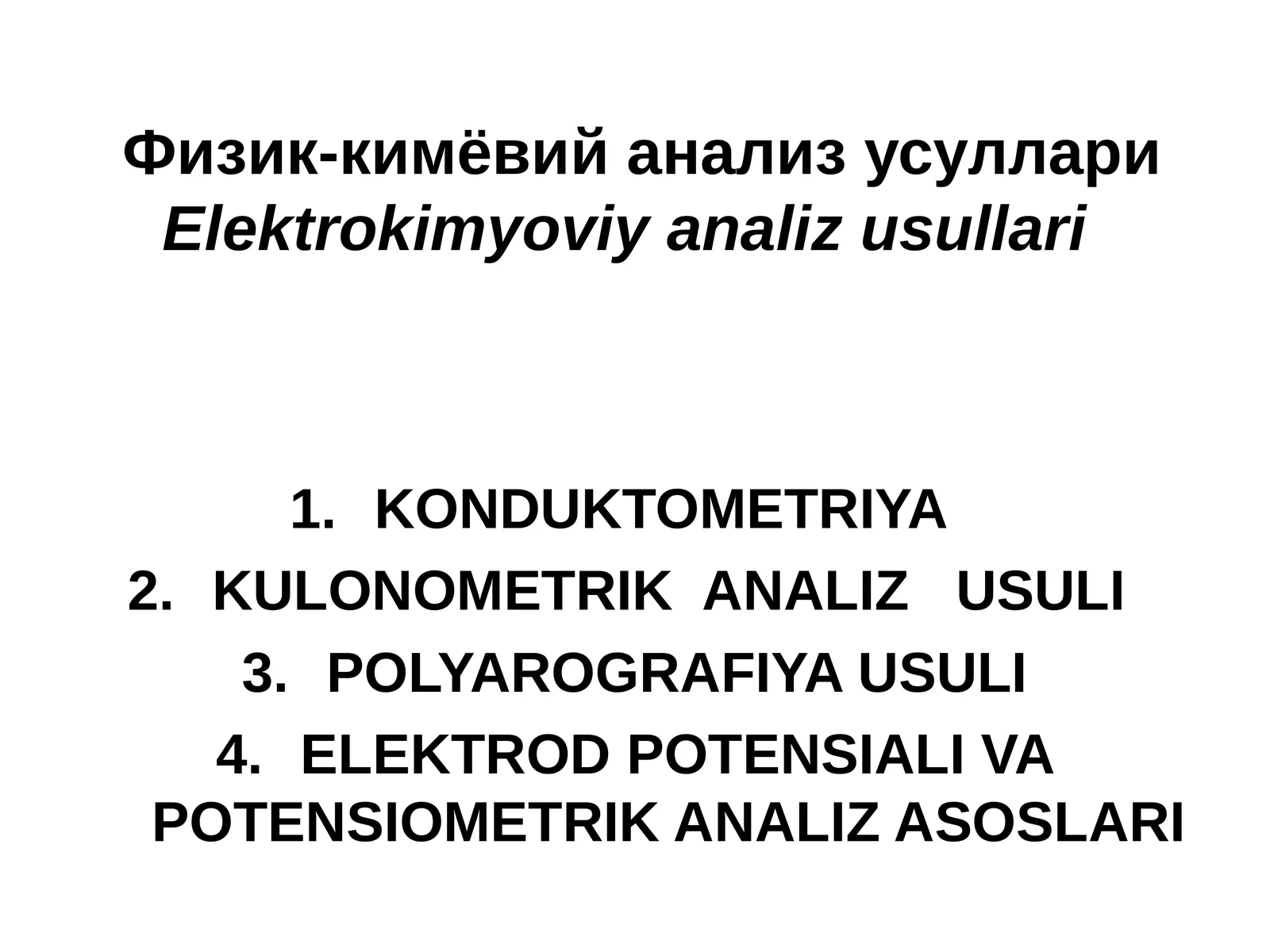Elektrokimyoviy analiz usullari