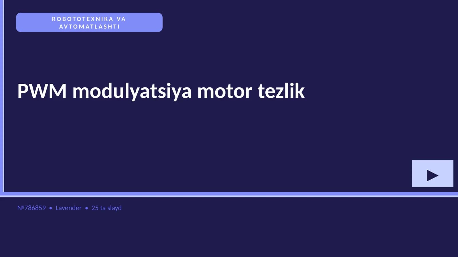 ROBOTOTEXNIKA VA AVTOMATLASHTI