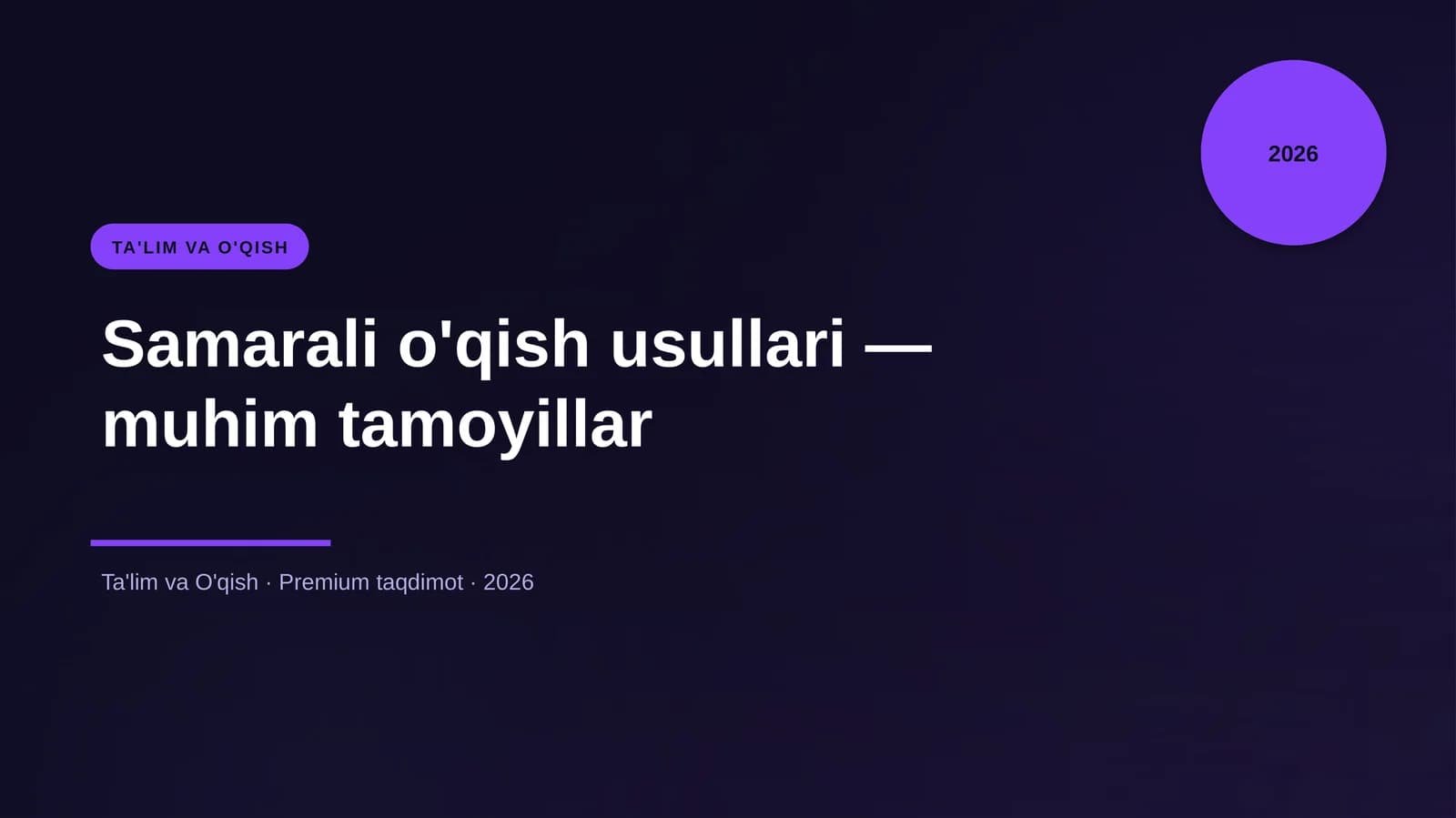Samarali o'qish usullari — muhim tamoyillar