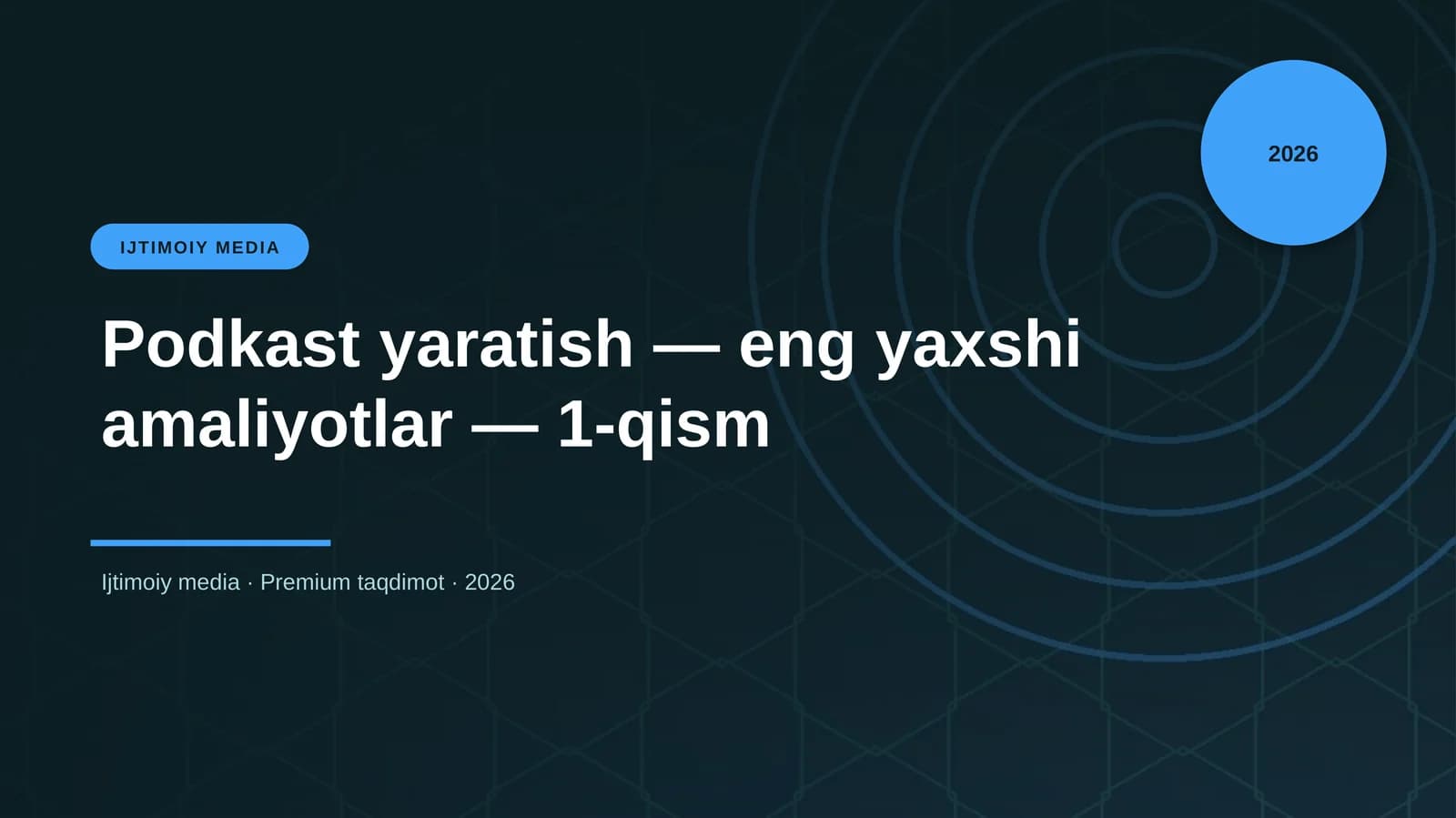 Podkast yaratish — eng yaxshi amaliyotlar — 1-qism