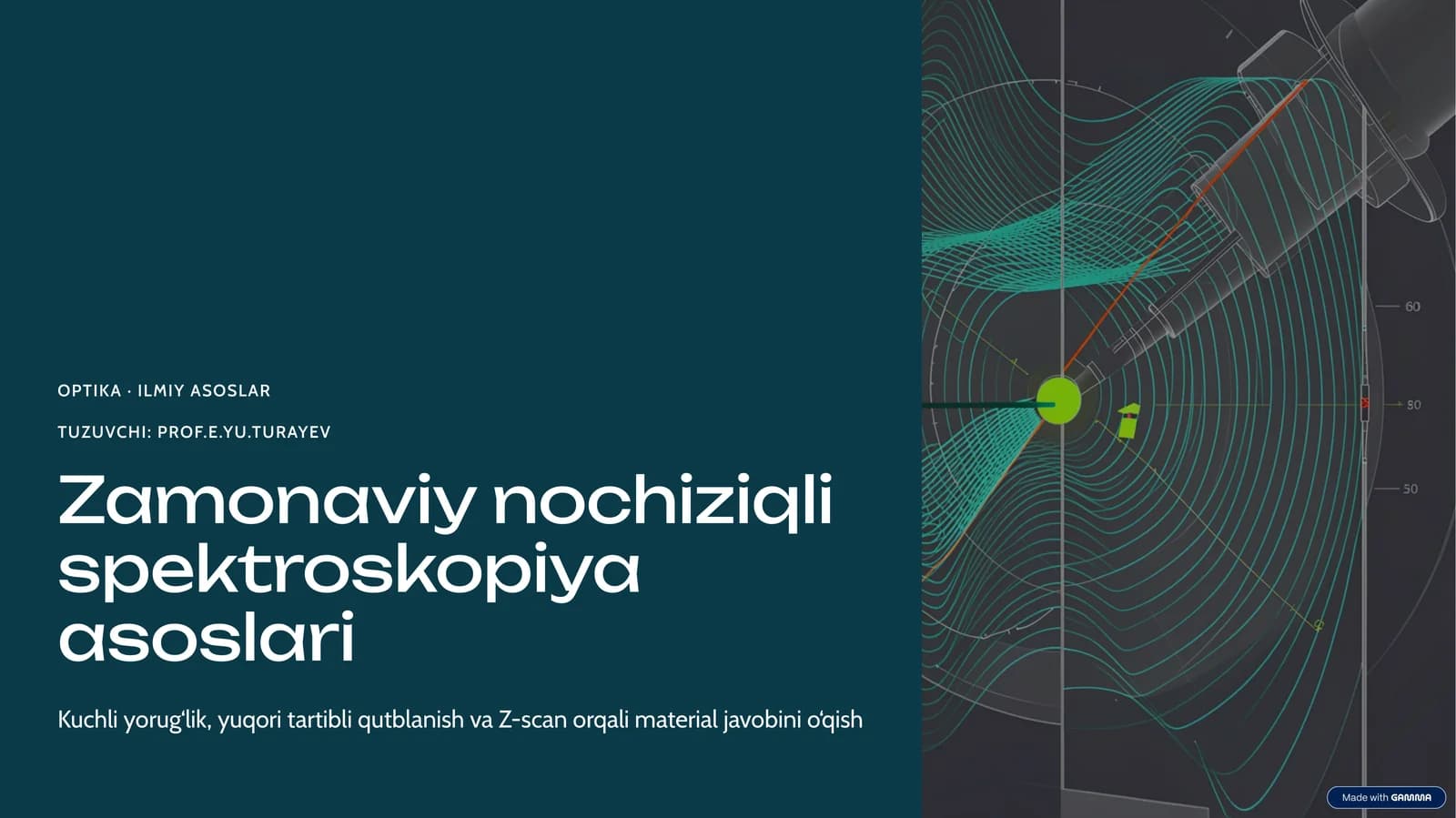 OPTIKA ·ILMIY ASOSLARTUZUVCHI: PROF.E.YU.TURAYEV