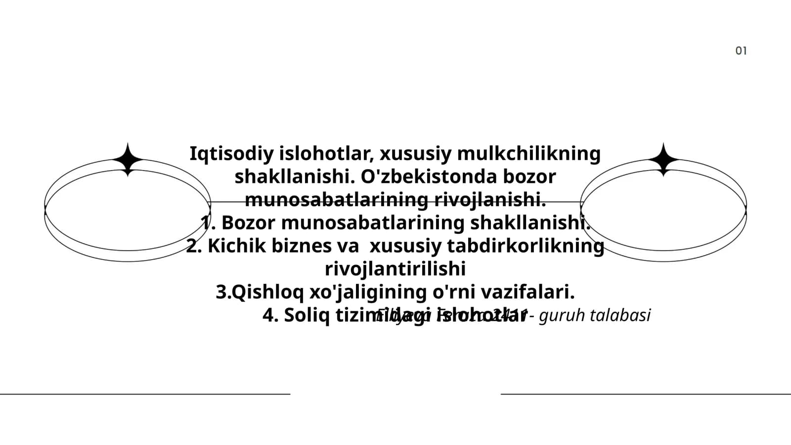 Iqtisodiy islohotlar, xususiy mulkchilikning shakllanishi