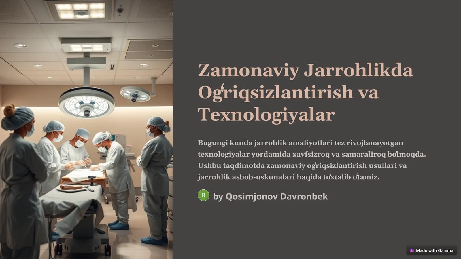 Umumiy Ogʻriqsizlantirishning Yangi Usullari