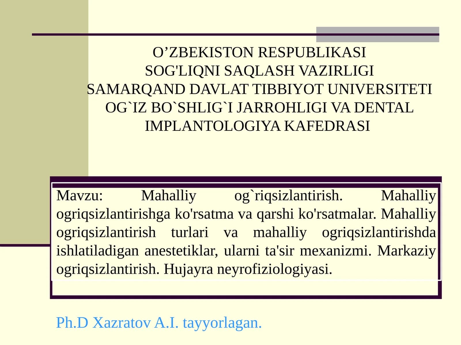 Mahalliy og'riqsizlantirish