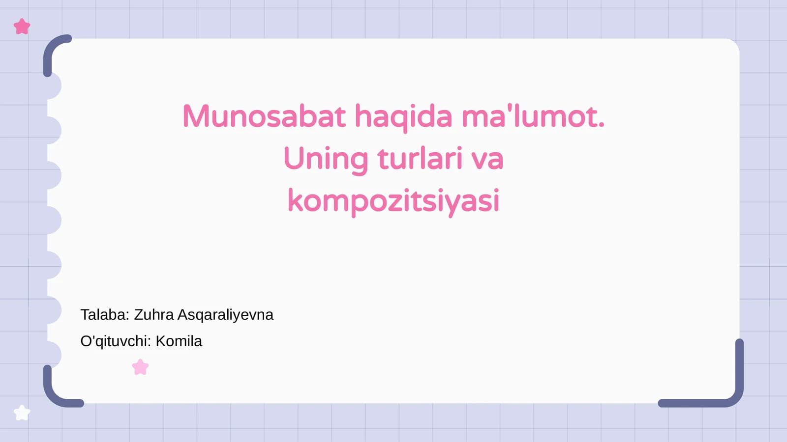 Munosabat Haqida Ma'lumot