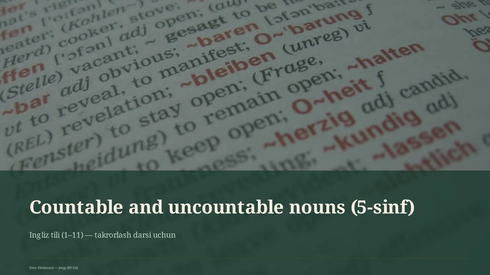Countable and uncountable nouns (5-sinf)