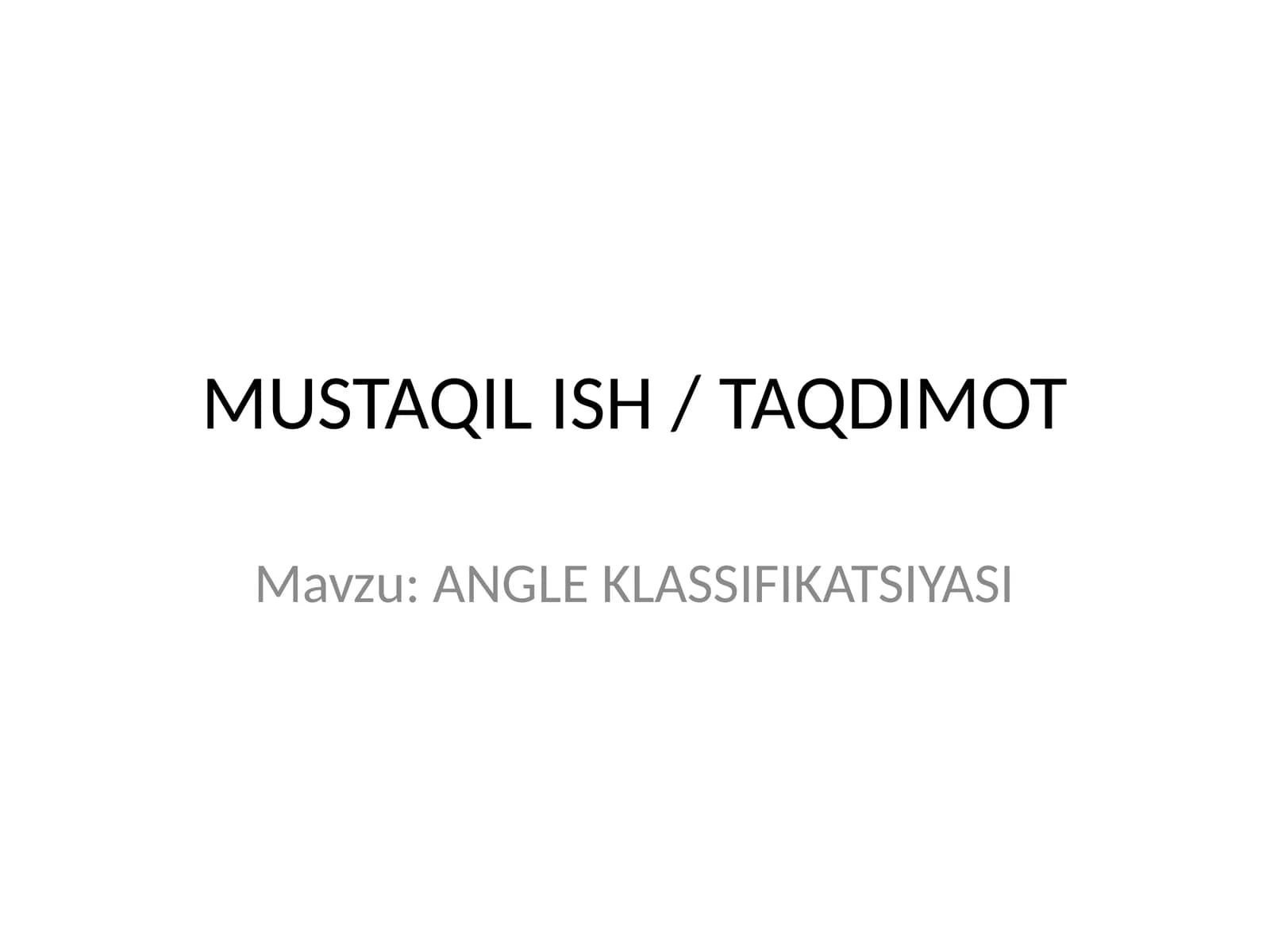ANGLE KLASSIFIKATSIYASI