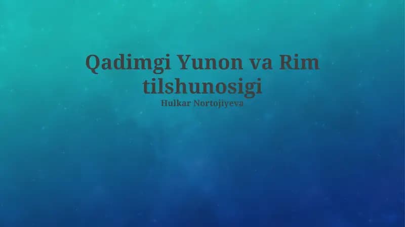 Qadimgi Yunon va Rim tilshunosigi