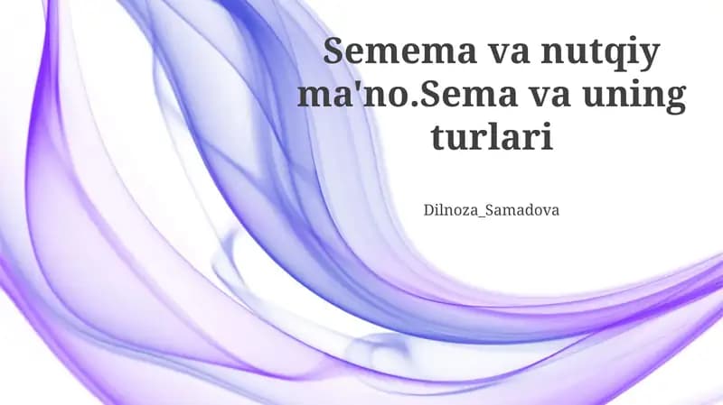 Semema va nutqiy ma'no.Sema va uning turlari