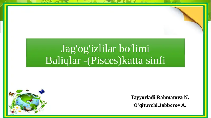 Baliqlar (Pisces) Katta Sinfi