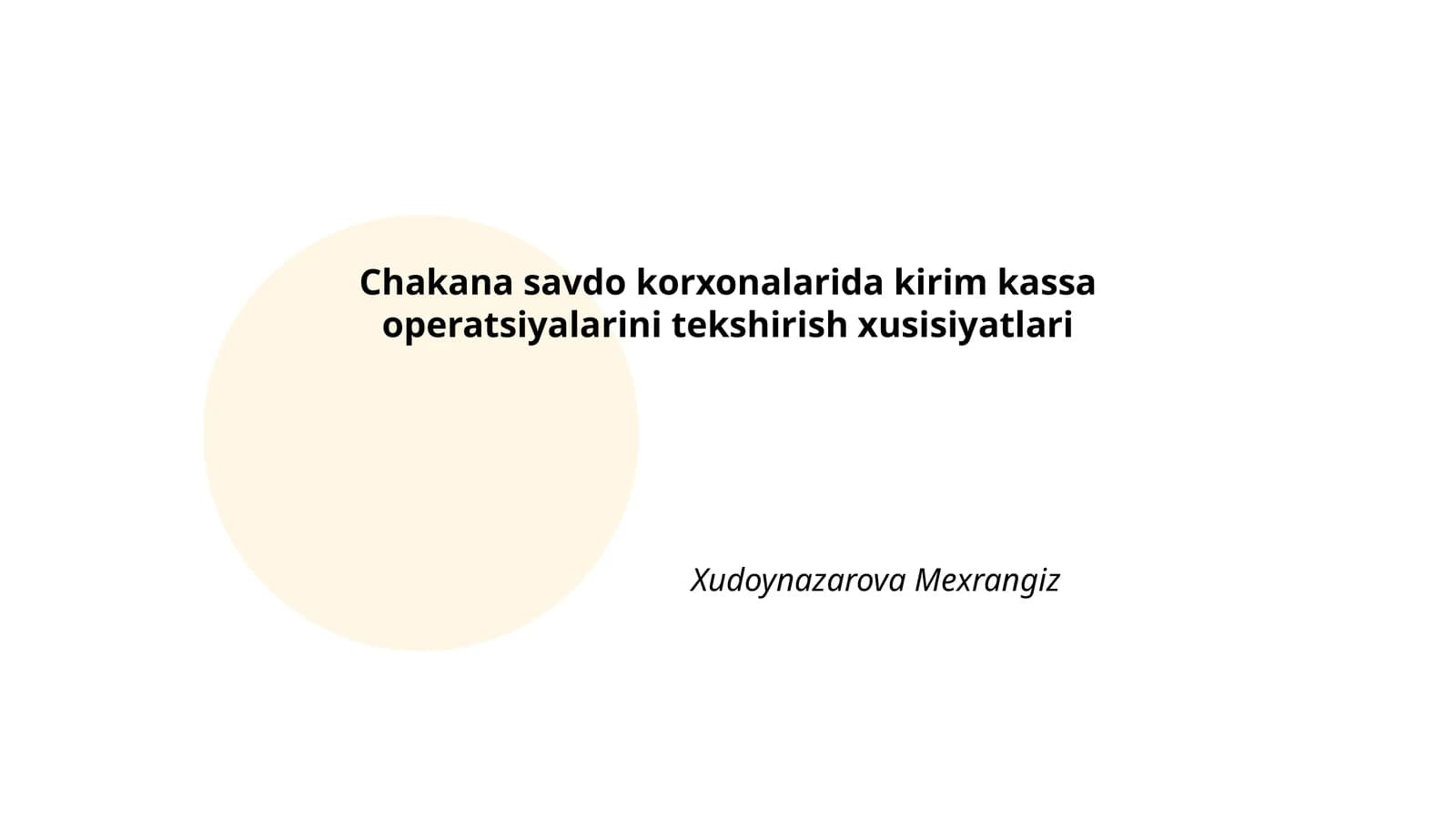Chakana Savdo Korxonalarida Kirim Kassa Operatsiyalarini Tekshirish Xusisiyatlari