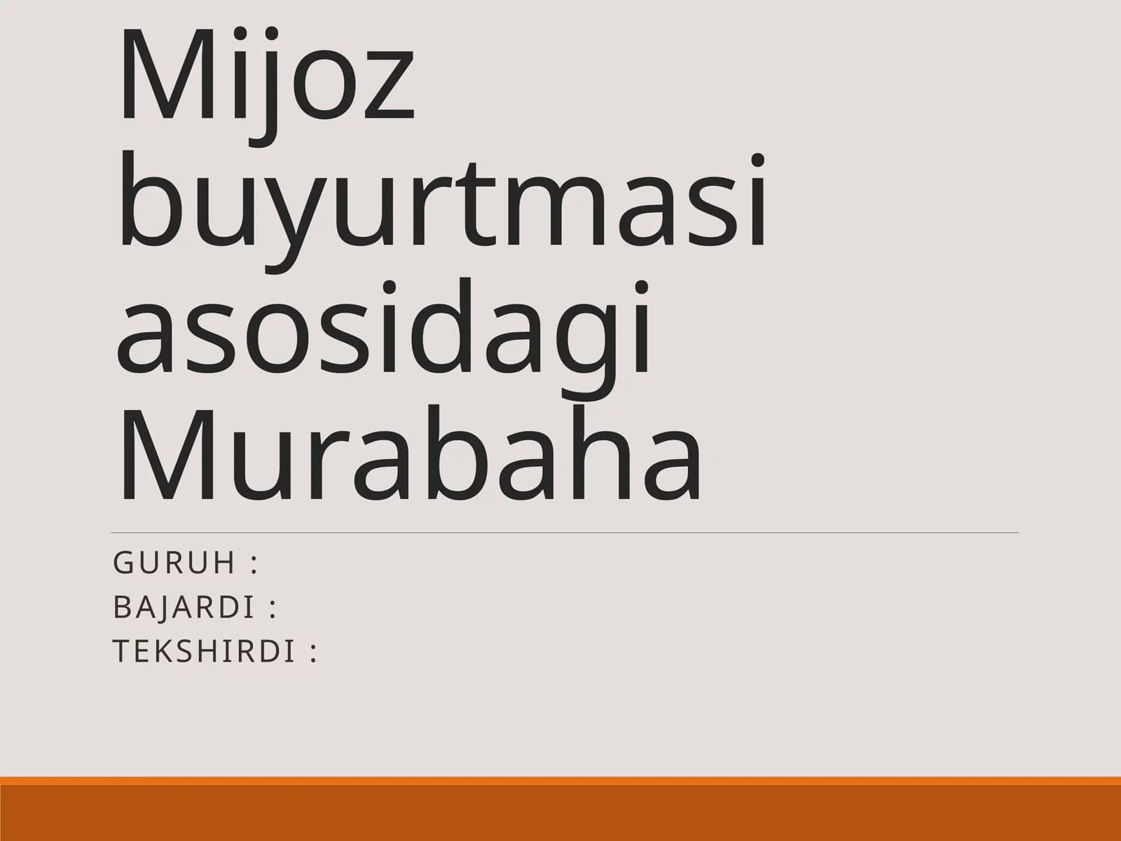 Mijoz buyurtmasi asosidagi Murabaha