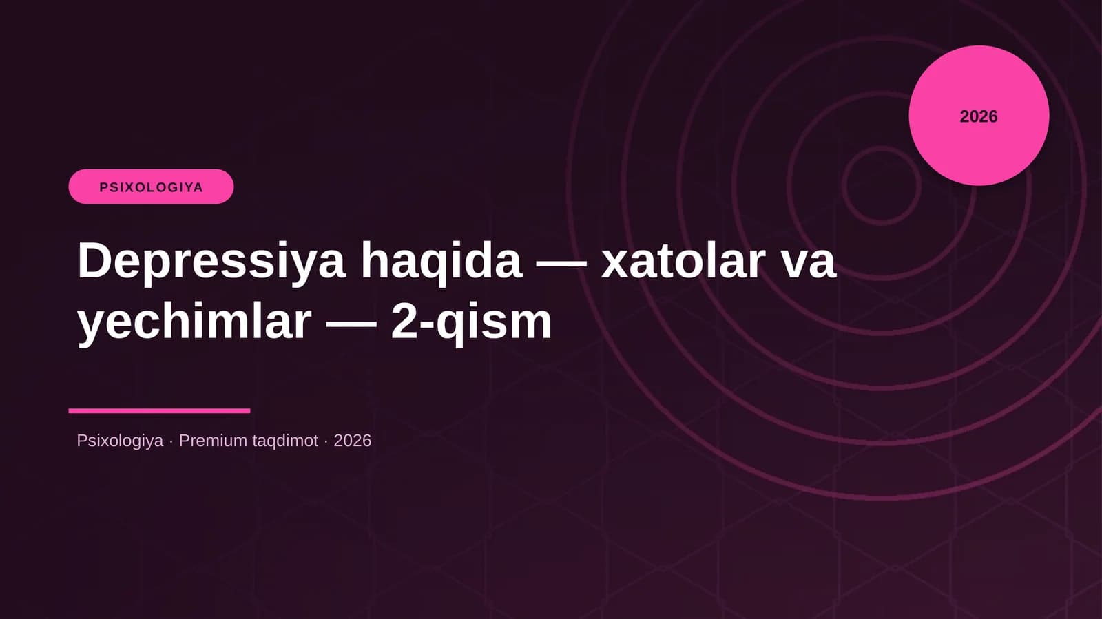 Depressiya haqida — xatolar va yechimlar — 2-qism