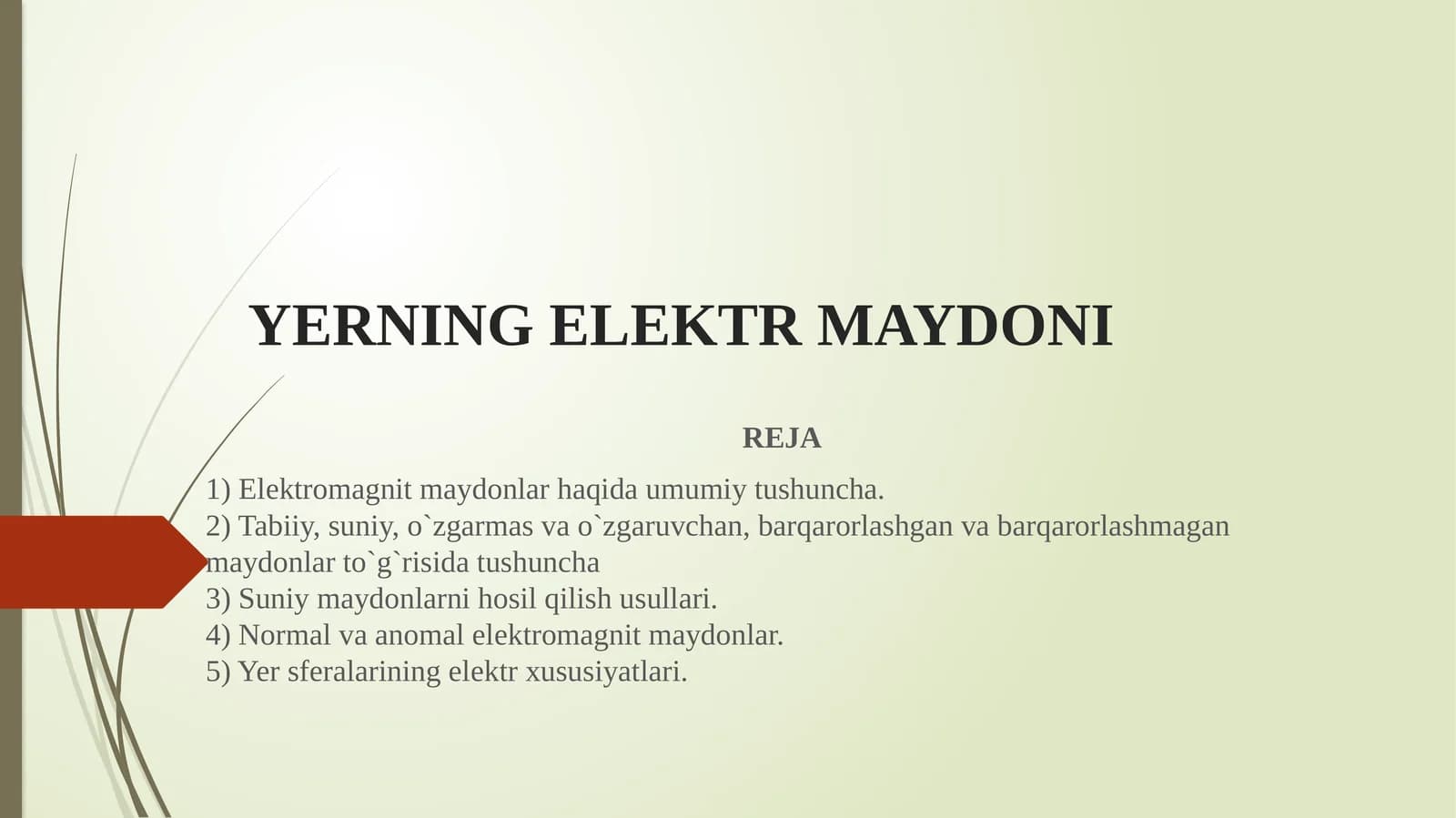YERNING ELЕKTR MAYDONI